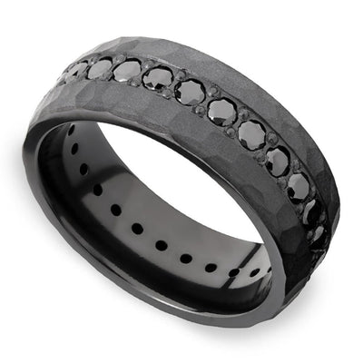 Black Zirconium With Black Diamonds Men's Engagement Ring