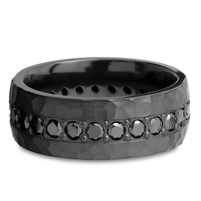 Black Zirconium With Black Diamonds Men's Engagement Ring