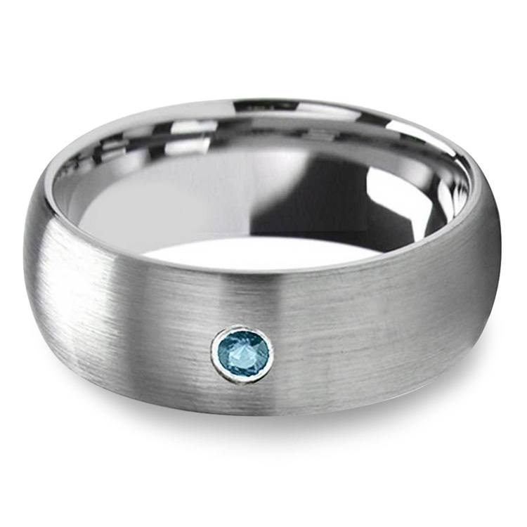 Blue Diamond Inset Mens Engagement Ring