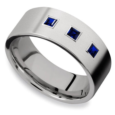 Saphirus - Sapphire & Titanium Mens Engagement Ring