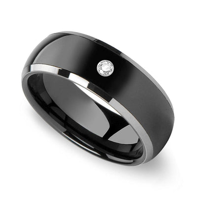 Black Ceramic Inlay Mens Diamond Engagement RIng