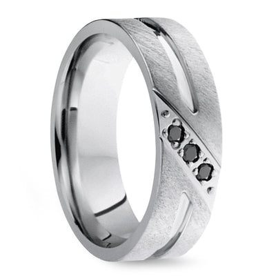 Mens Black Diamond Ring in Cobalt