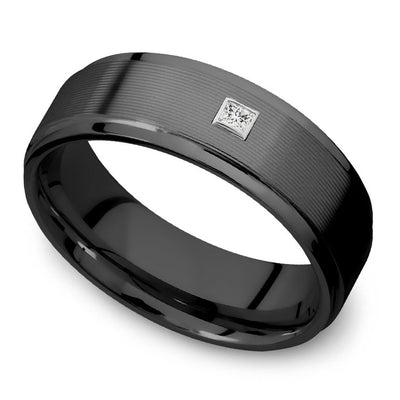 Mens Diamond Black Zirconium Engagement Ring