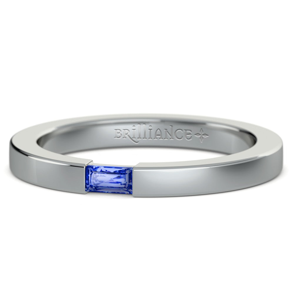 Men's Engagement Ring With Baguette Sapphire