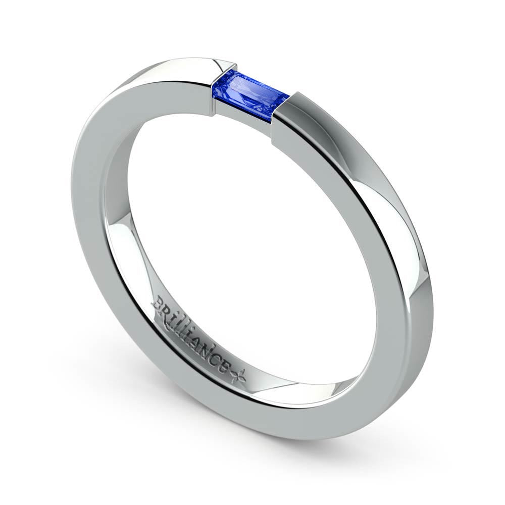 Men's Engagement Ring With Baguette Sapphire