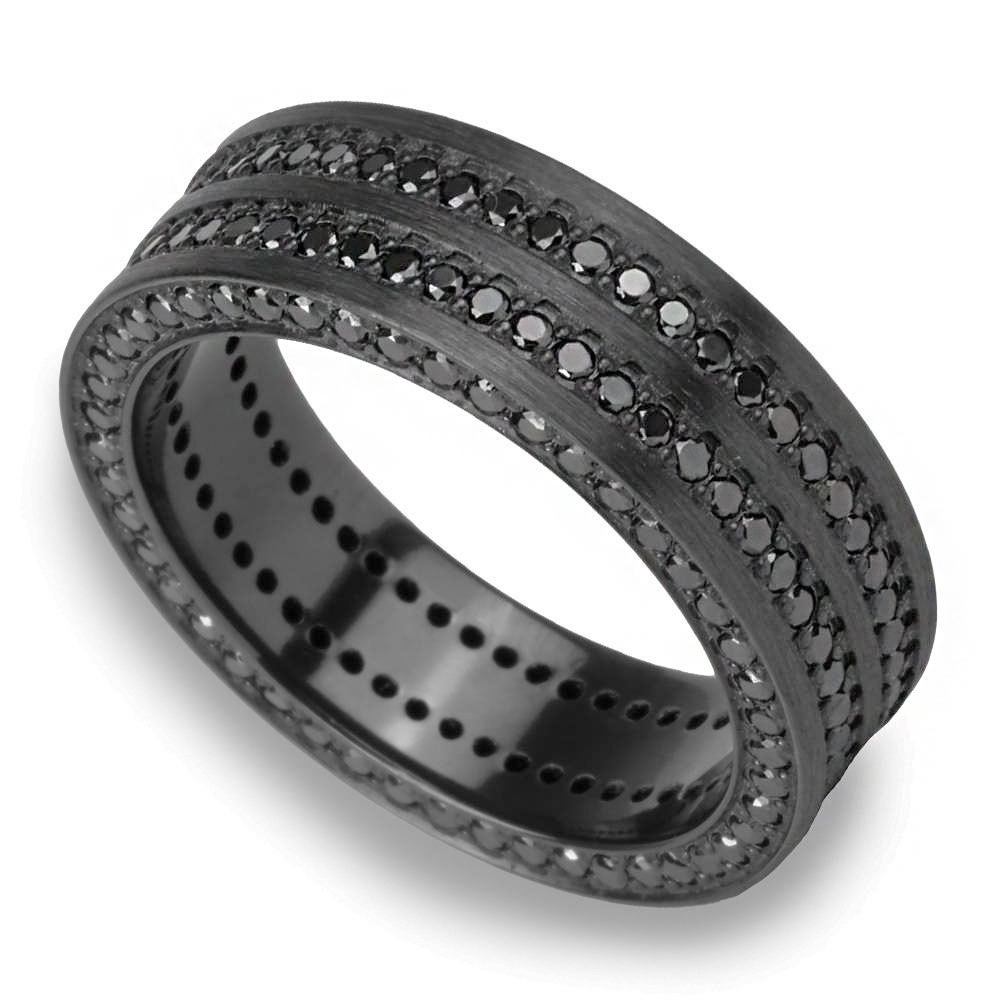 Midnight - Zirconium Black Diamond Mens Engagement Ring